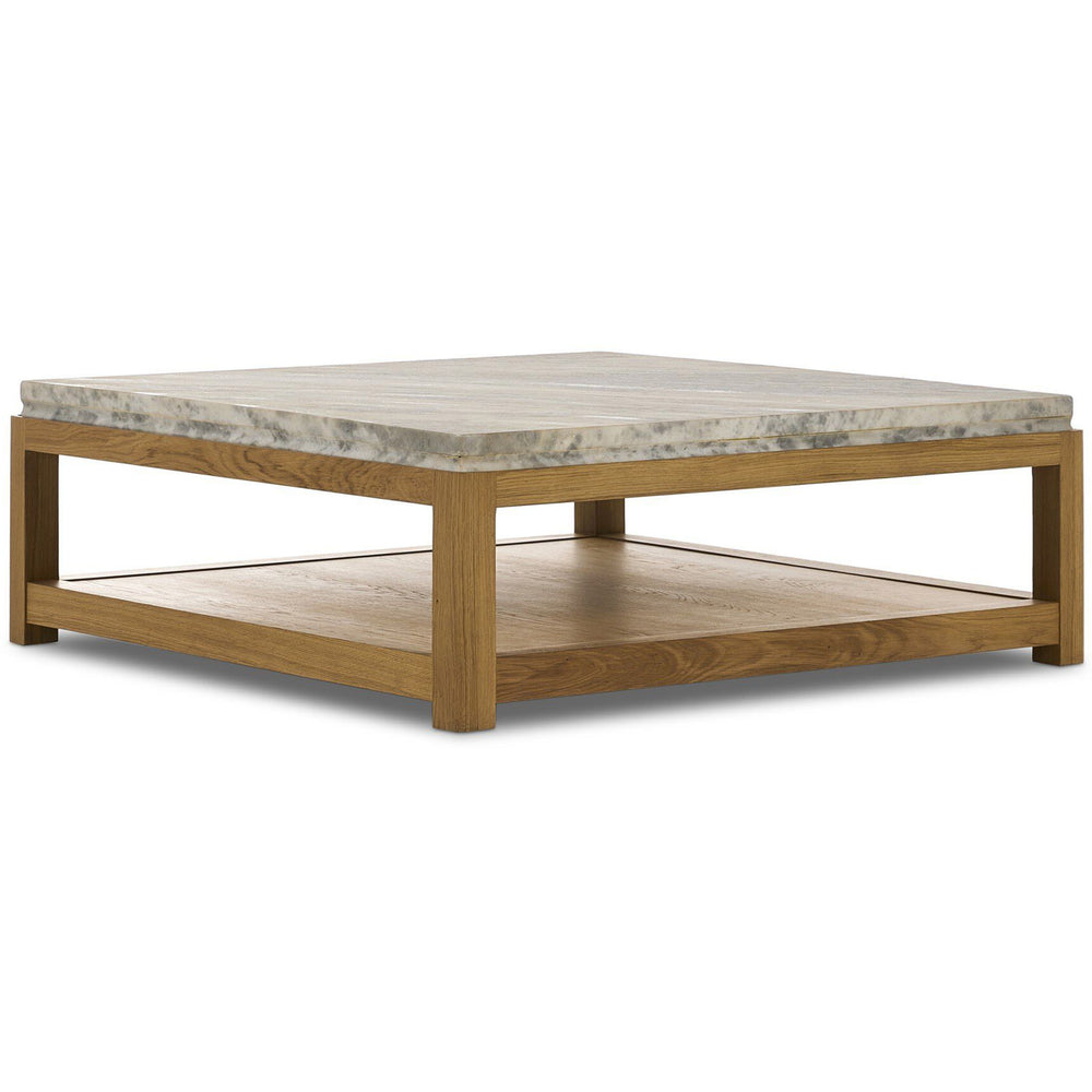 Roberta Coffee Table, Sandblasted White Marble by Amber Lewis x Four Hands-Furniture - Accent Tables-High Fashion Home