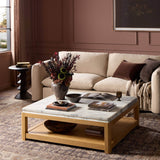 Roberta Coffee Table, Sandblasted White Marble by Amber Lewis x Four Hands-Furniture - Accent Tables-High Fashion Home