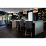 Rockwell Leather Swivel Bar & Counter Stool, Essex Grey-Furniture - Chairs-High Fashion Home