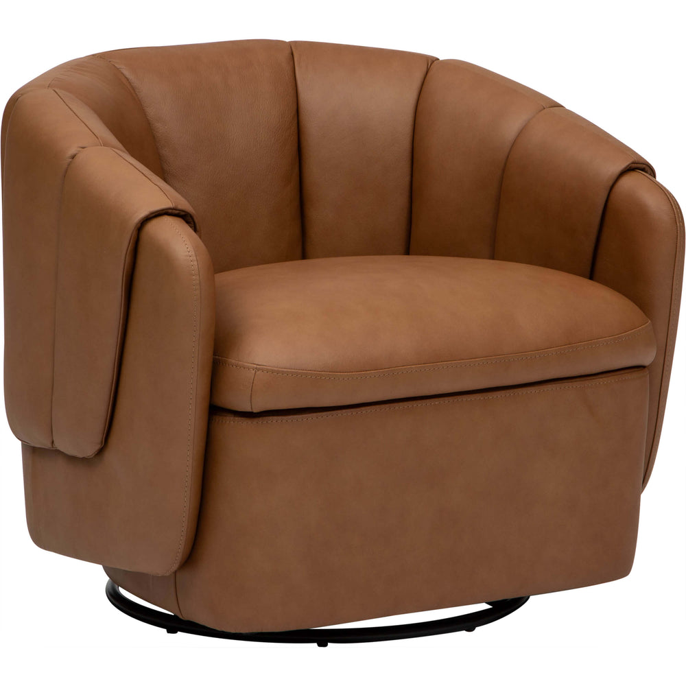 Roman Leather Swivel Chair, Aline Butternut