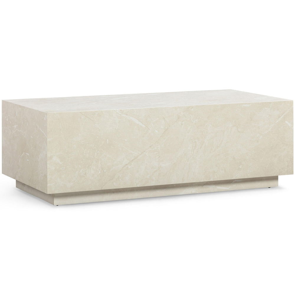 Romy Rectangular Coffee Table, Cream Travertine Print
