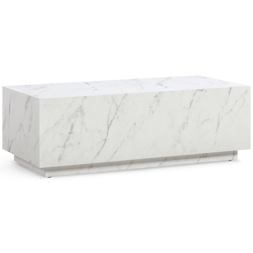 Romy Rectangular Coffee Table, White Marble Print