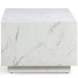 Romy Rectangular Coffee Table, White Marble Print