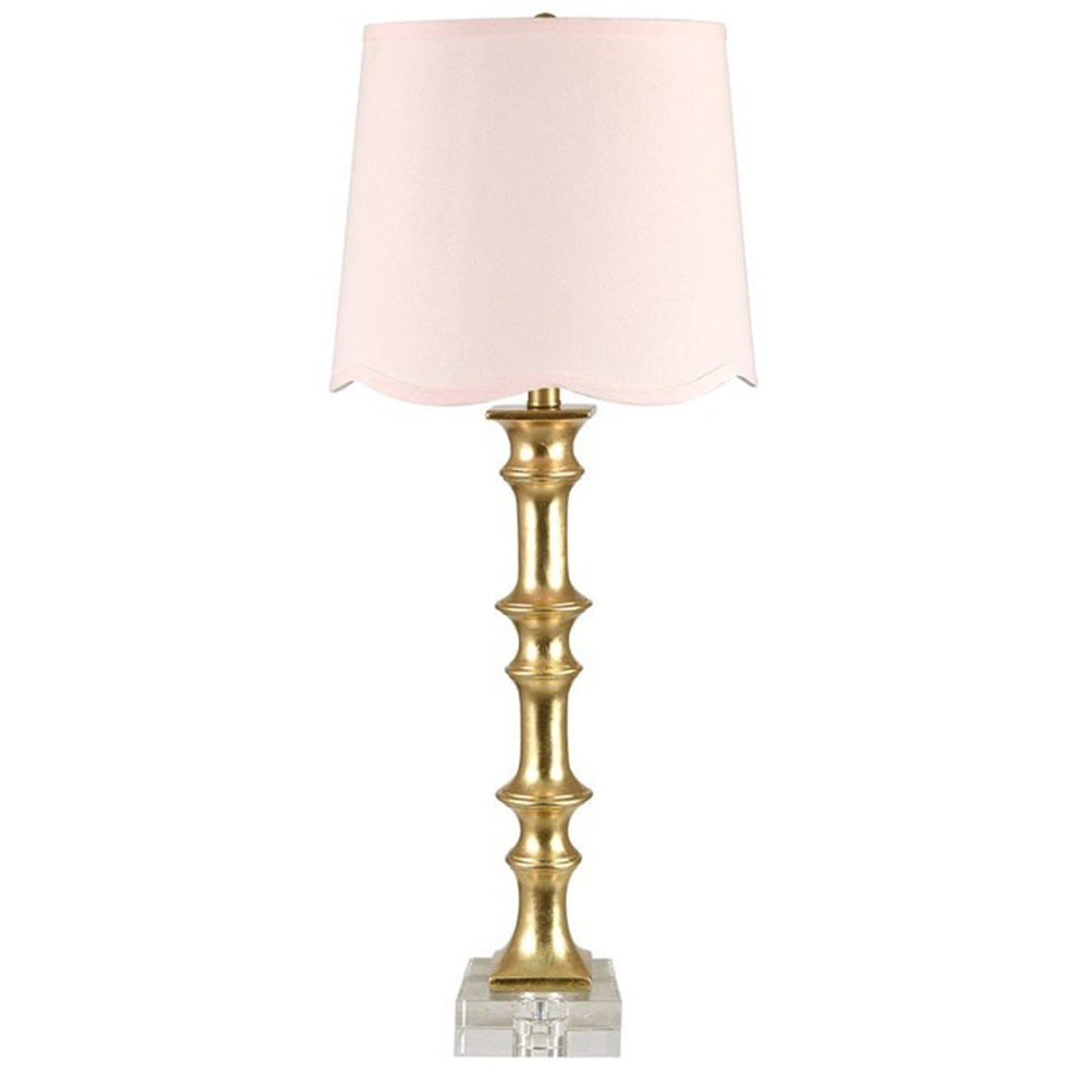 Romy Table Lamp, Pink Shade, Gold-Lighting-High Fashion Home