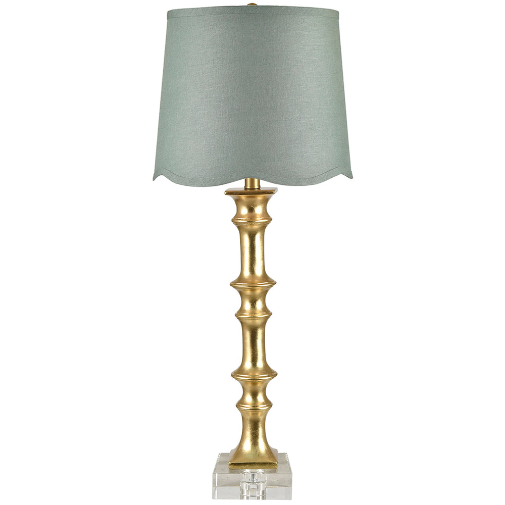 Romy Table Lamp, White Shade, Gold-Lighting-High Fashion Home