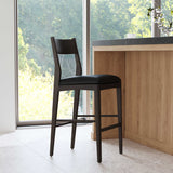 Rooney Leather Bar & Counter Stool, Jet Black
