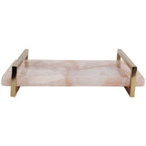 Rose Quartz Tray W/ Gold Handles, Pink-Accessories-High Fashion Home