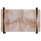 Rose Quartz Tray W/ Gold Handles, Pink-Accessories-High Fashion Home