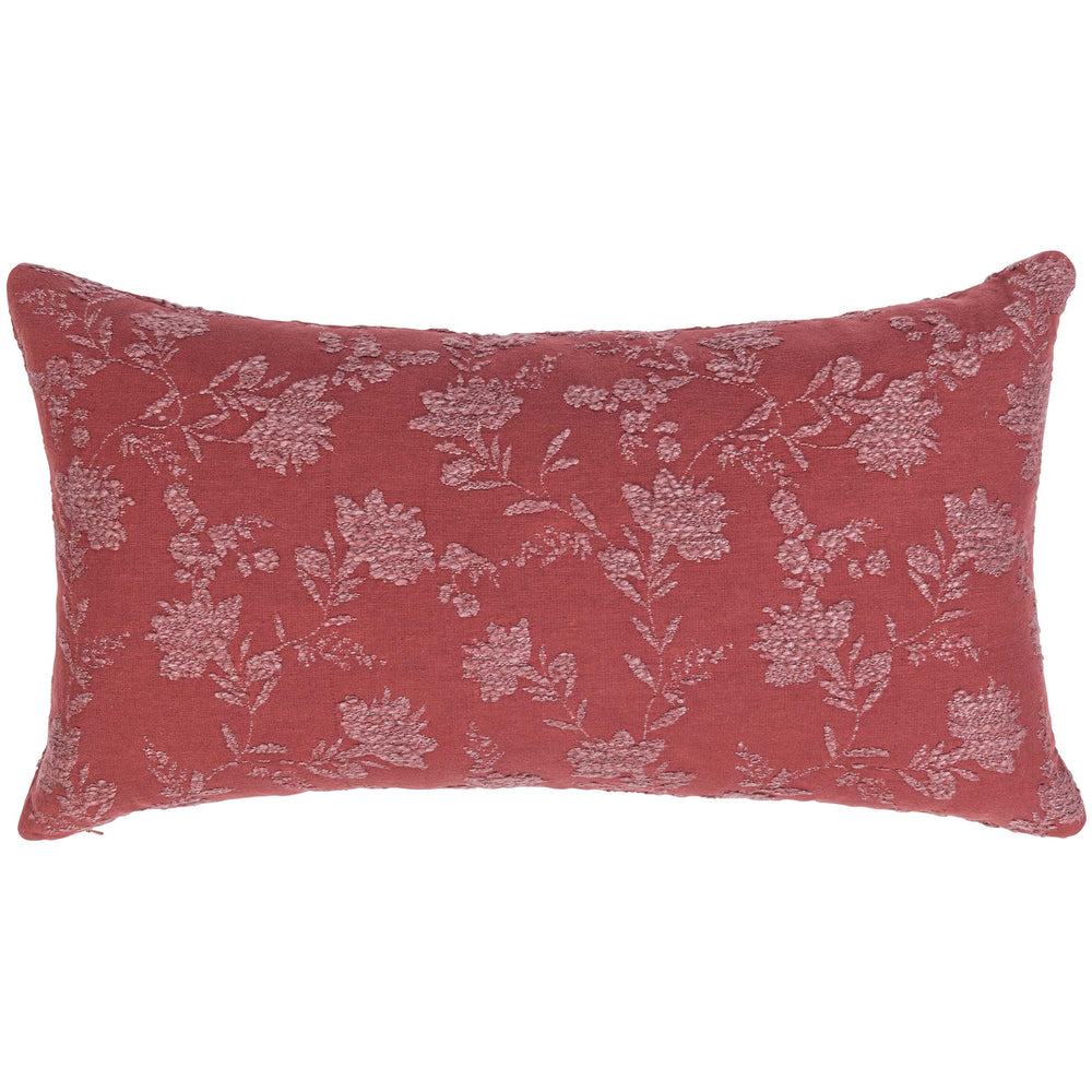 Rosecliff Lumbar Pillow, Burgundy Red-Accessories-High Fashion Home