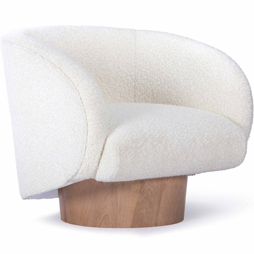 Rotunda Swivel Chair, White Boucle