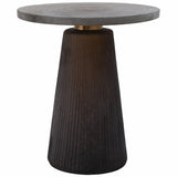 Round Accent Table w/Brass Base, Smokey Brown