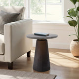 Round Accent Table w/Brass Base, Smokey Brown