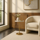 Round Drink Table, Gold/White