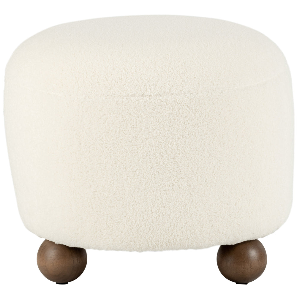 Round Ottoman w/Ball Feet, Beige