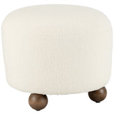 Round Ottoman w/Ball Feet, Beige