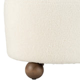 Round Ottoman w/Ball Feet, Beige