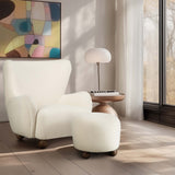 Round Ottoman w/Ball Feet, Beige