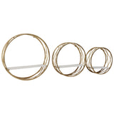 Round Wall Shelves, White/Gold, Set of 3