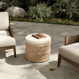 Rowan 18" Outdoor Ottoman, Alessi Linen by Amber Lewis x Four Hands-Furniture - Chairs-High Fashion Home