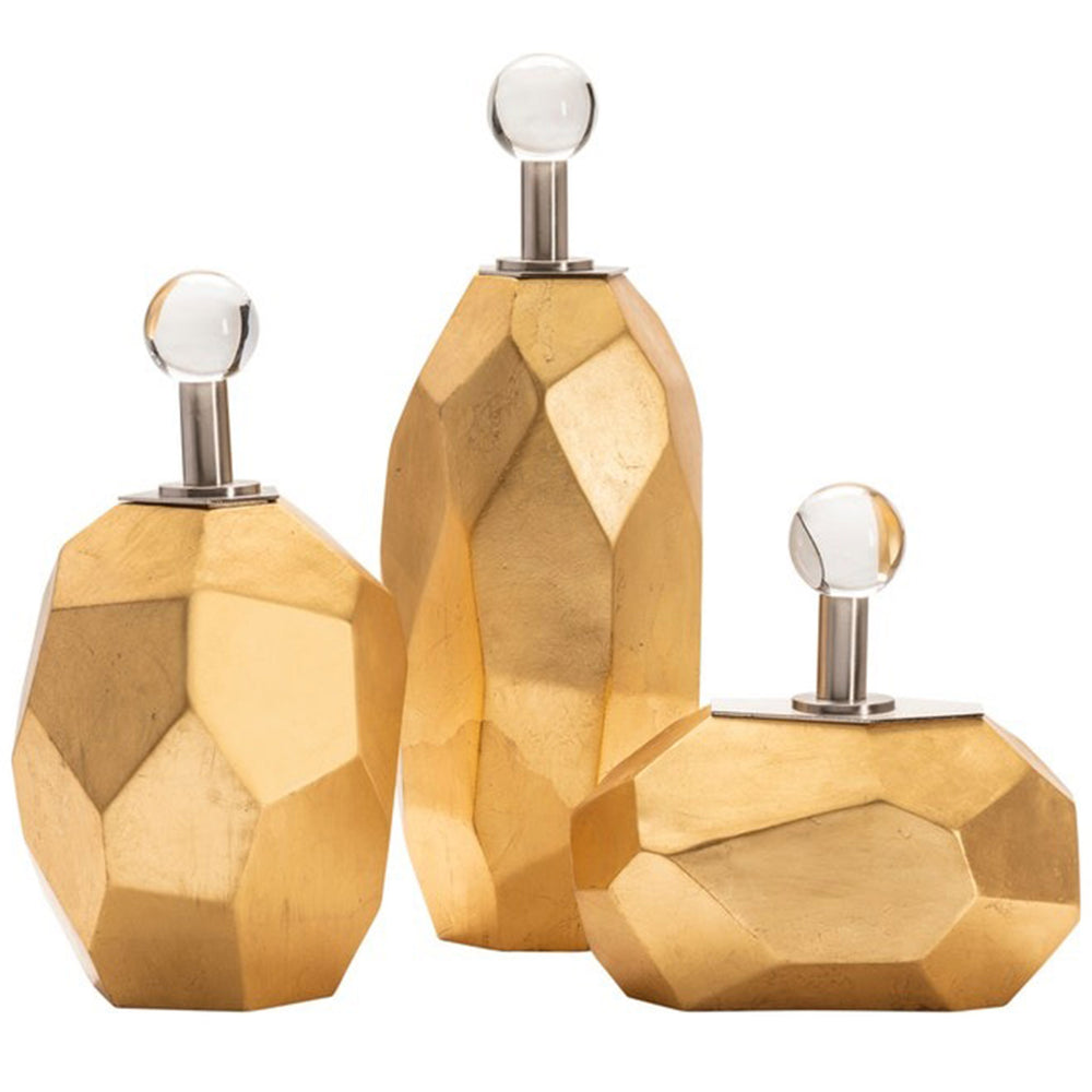 Roxy Boxes, Gold Leaf, Set of 3-Accessories-High Fashion Home