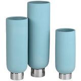 Rue Cylinder Vases, Blue, Set of 3-Accessories-High Fashion Home