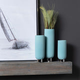 Rue Cylinder Vases, Blue, Set of 3-Accessories-High Fashion Home