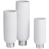 Rue Cylinder Vases, White, Set of 3-Accessories-High Fashion Home
