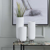 Rue Cylinder Vases, White, Set of 3-Accessories-High Fashion Home