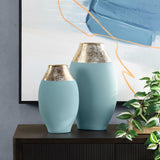 Rue Oval Vases, Blue-Accessories-High Fashion Home