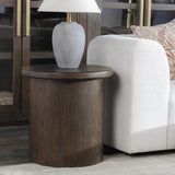 Runa Round End Table, Coffee Brown-Furniture - Accent Tables-High Fashion Home