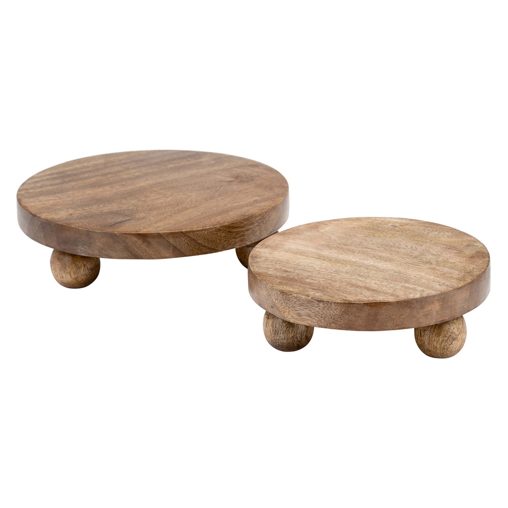 Rustic Pedestal Trays, Natural, Set of 2-Accessories-High Fashion Home
