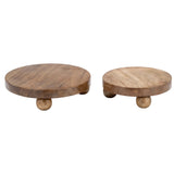 Rustic Pedestal Trays, Natural, Set of 2-Accessories-High Fashion Home