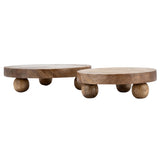 Rustic Pedestal Trays, Natural, Set of 2-Accessories-High Fashion Home