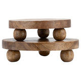 Rustic Pedestal Trays, Natural, Set of 2-Accessories-High Fashion Home