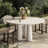 Rye Outdoor Round Dining Table, Aged White Concrete by Four Hands-Furniture - Dining-High Fashion Home