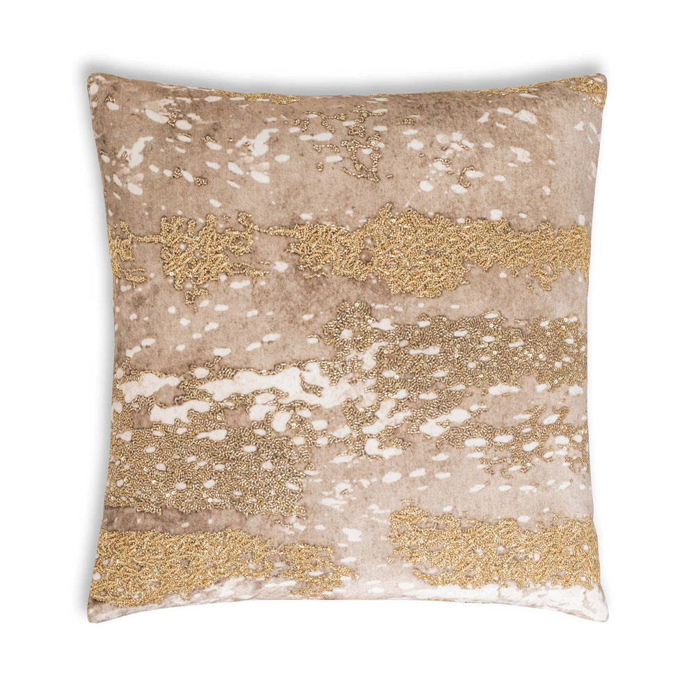 Sayra Pillow, Stone/Gold-Accessories-High Fashion Home
