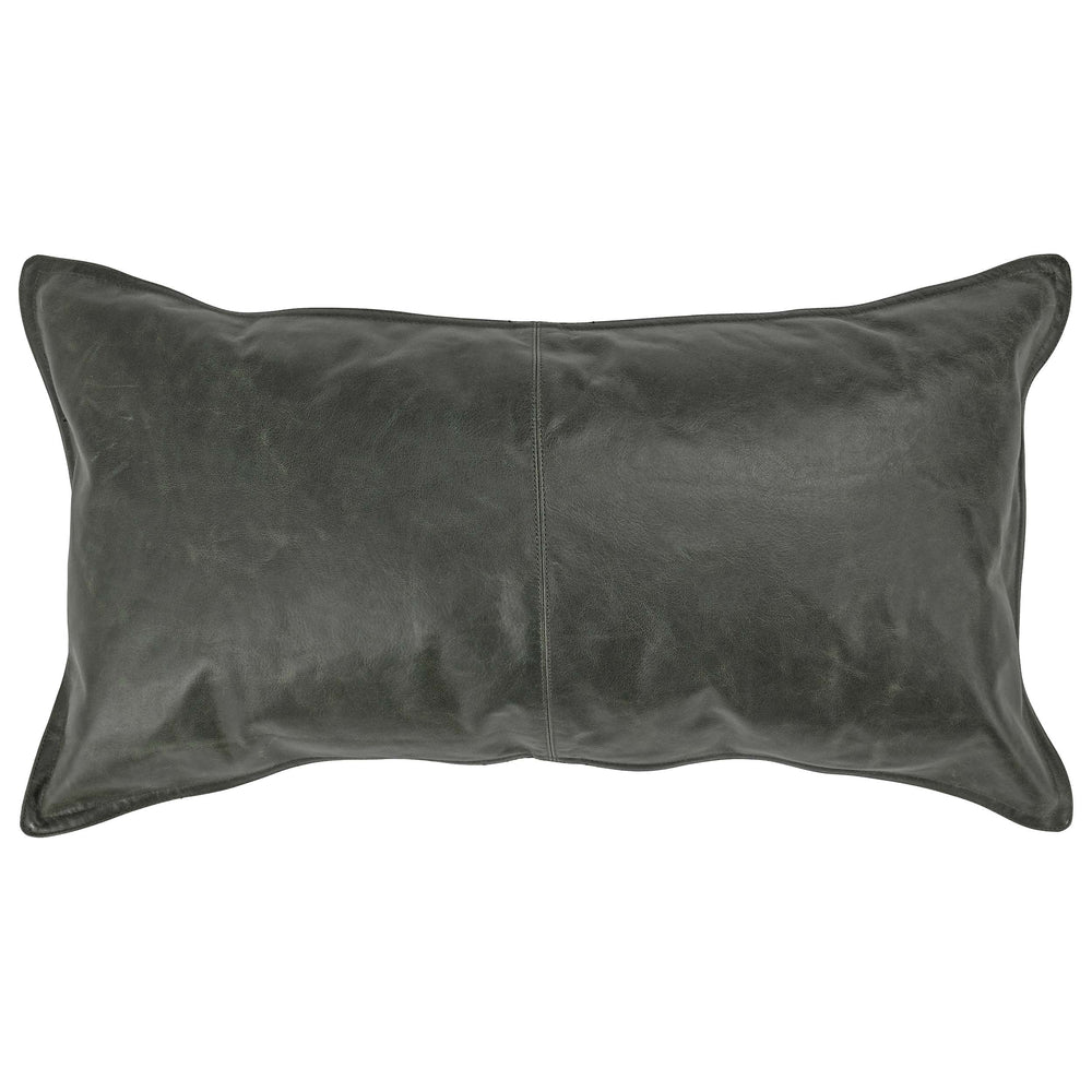 SLD Leather Lumbar Pillow, Acre Forest Green-Accessories-High Fashion Home