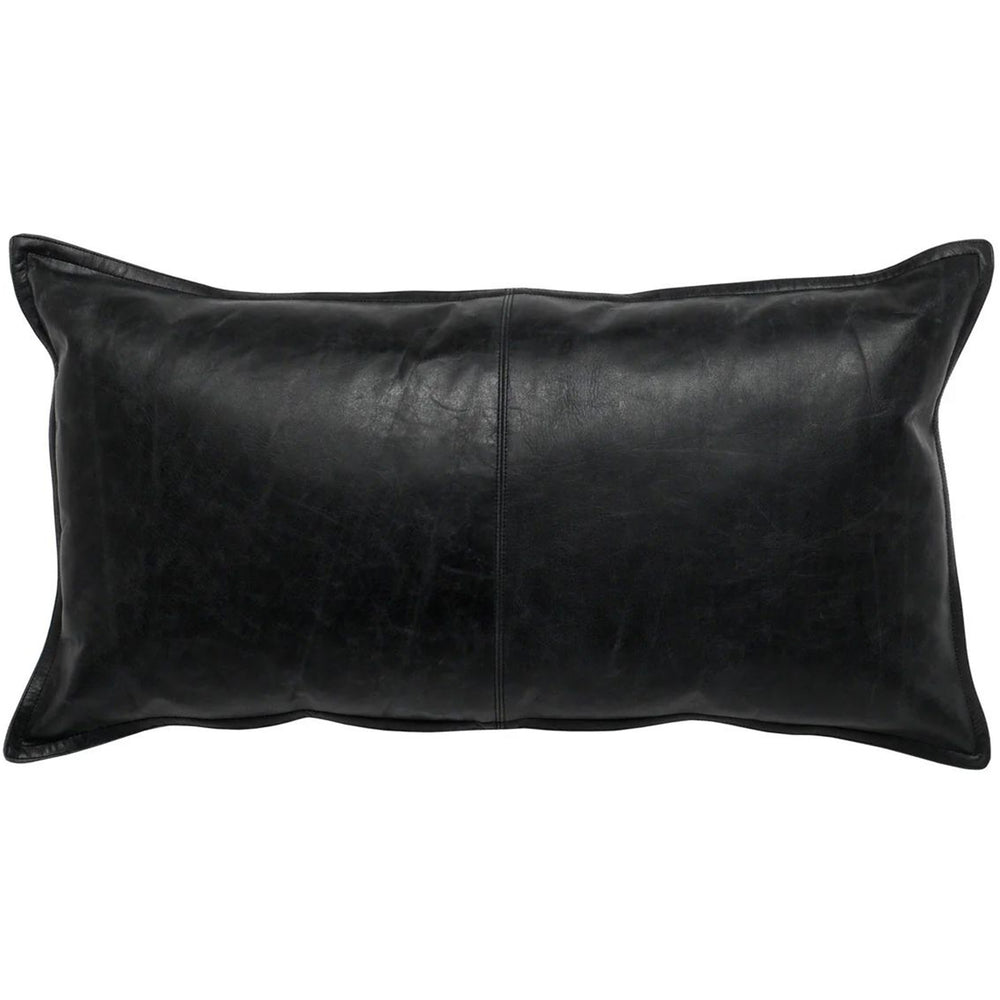 SLD Leather Lumbar Pillow, Dexter Onyx-Accessories-High Fashion Home