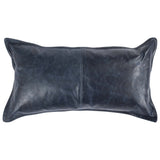SLD Leather Lumbar Pillow, Nightfall Blue-Accessories-High Fashion Home