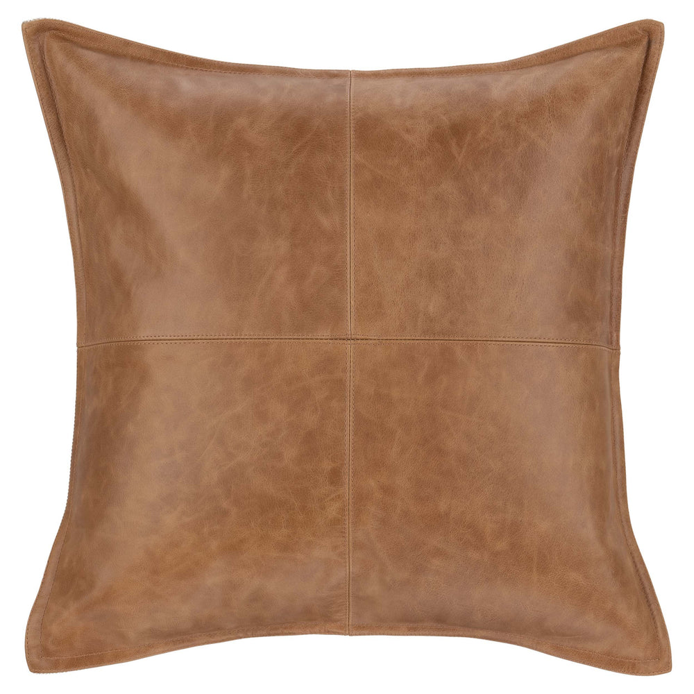 SLD Leather Pillow, Dumont Chestnut-Accessories-High Fashion Home