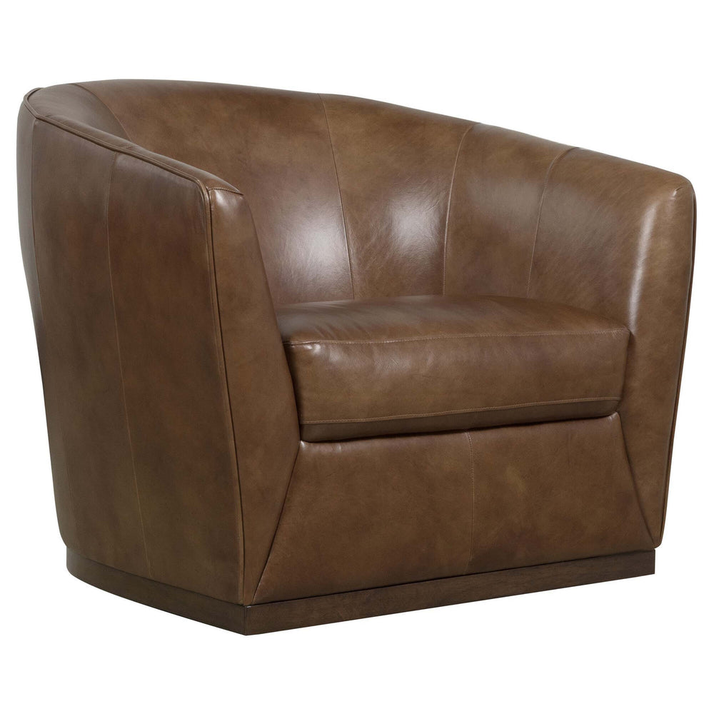 Fairfax Leather Swivel Chair, Hazlenut-Furniture - Chairs-High Fashion Home