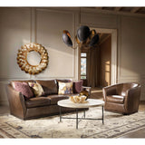 Fairfax Leather Swivel Chair, Hazlenut-Furniture - Chairs-High Fashion Home