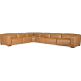 Fresco 6 Seat Power Leather Sectional, Zen Caramel-Furniture - Sofas-High Fashion Home