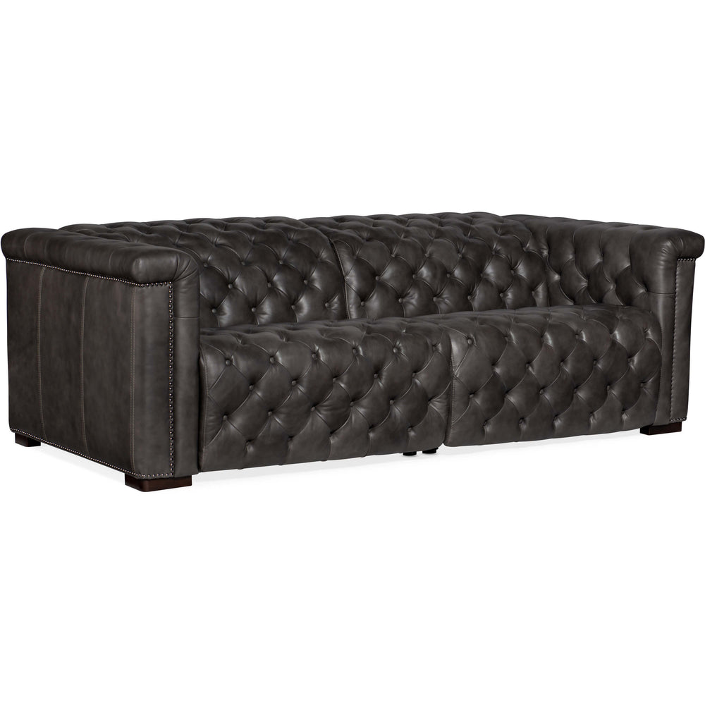 Savion Power Motion Leather Sofa, Bellagio Gravel-Sofas-High Fashion Home