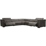 Savion Grandier Leather 5 Piece Sectional, Bellagio Gravel
