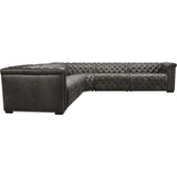 Savion Grandier Leather 5 Piece Sectional, Bellagio Gravel