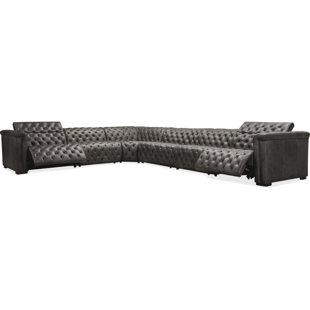 Savion Grandier Leather 6 Piece Sectional, Bellagio Gravel