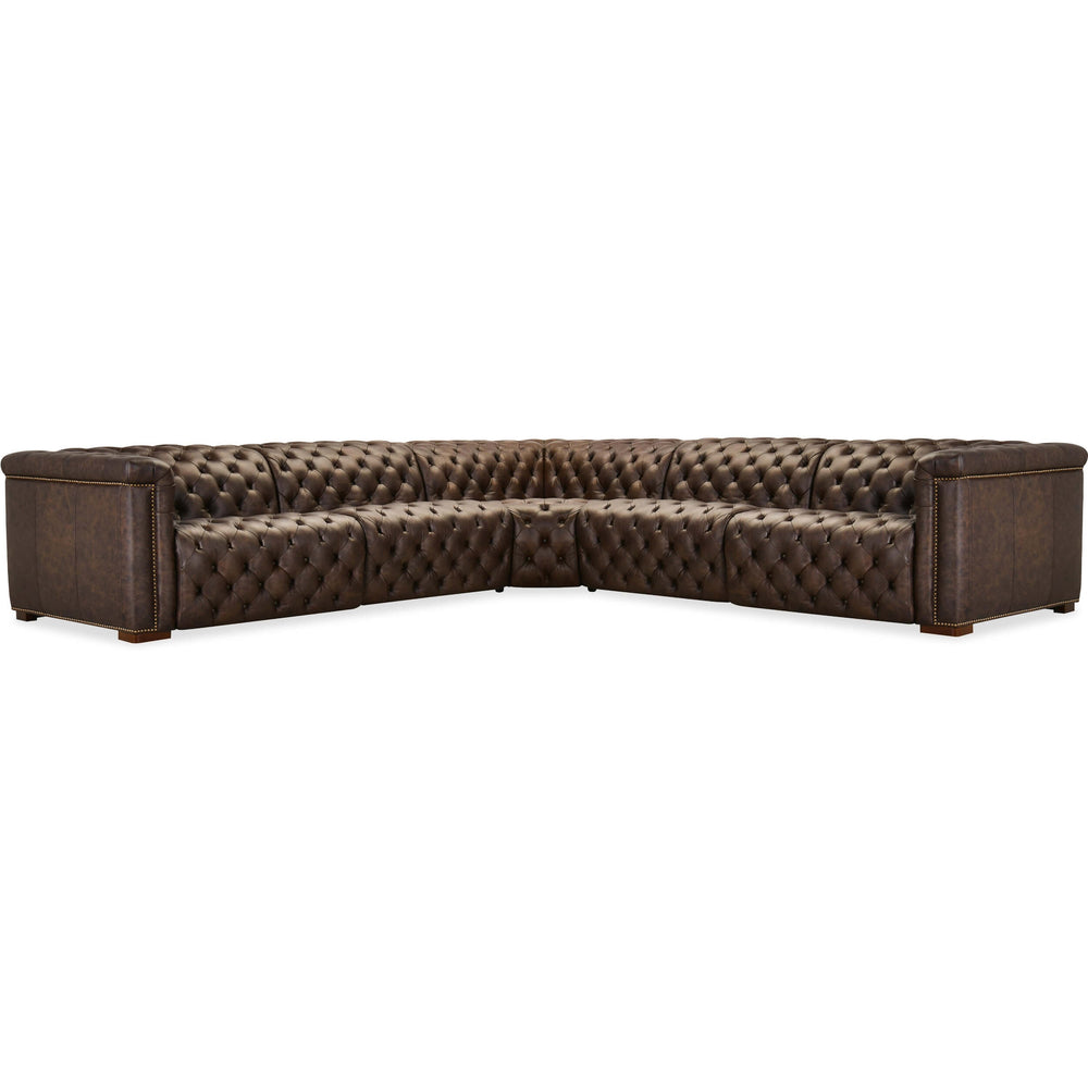 Savion Power Motion Leather Sectional, West Saddlewood
