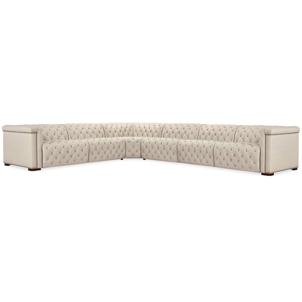 Savion Leather Deux 6 Seat Sectional w/ Three Power Recliners by Hooker