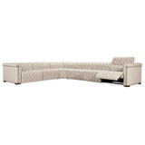 Savion Leather Deux 6 Seat Sectional w/ Three Power Recliners, Aries Beach-Furniture - Sofas-High Fashion Home